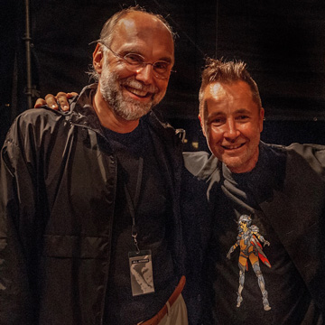 Nigel Kennedy und Gerhard Baral beim Open-Air im Innenhof des Kulturhaus Osterfeld in Pforzheim